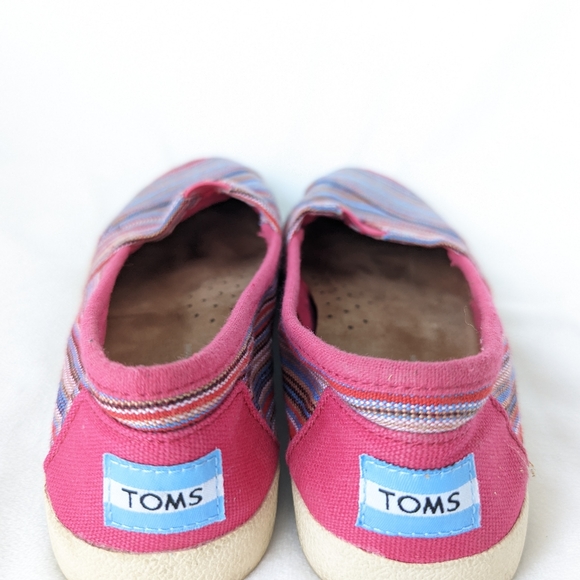 Tom's Avalon Raspberry Striped Woven Slip On Shoes - Picture 5 of 8